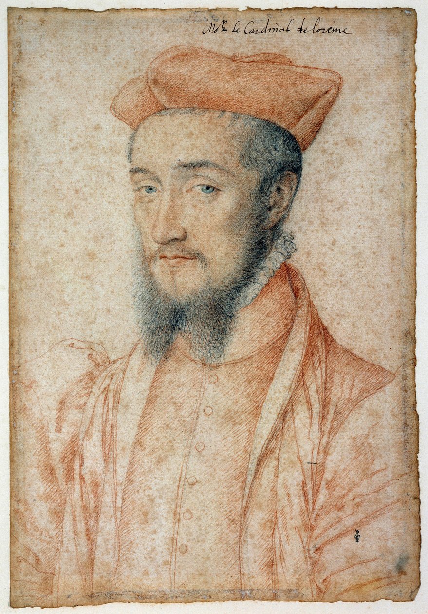صورة تشارلز ، كاردينال لورين (1525-1574). رسم دم وحجر أسود بواسطة كلويه فرانسوا (1515-1572) بواسطة فرانسوا كلويت