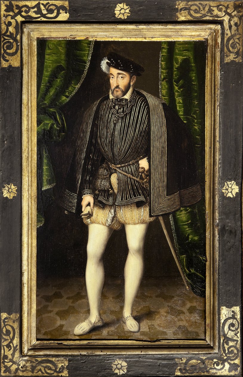 Portrait of Henry II (1519-1559), son of Francois 1st and Claude de France, king of France from 1547 to 1559, painting of the workshop of Francois Clouet, made around 1520-1572, reduced version of the life-size portrait by Francois Clouet. Photography, KIM بواسطة فرانسوا كلويت
