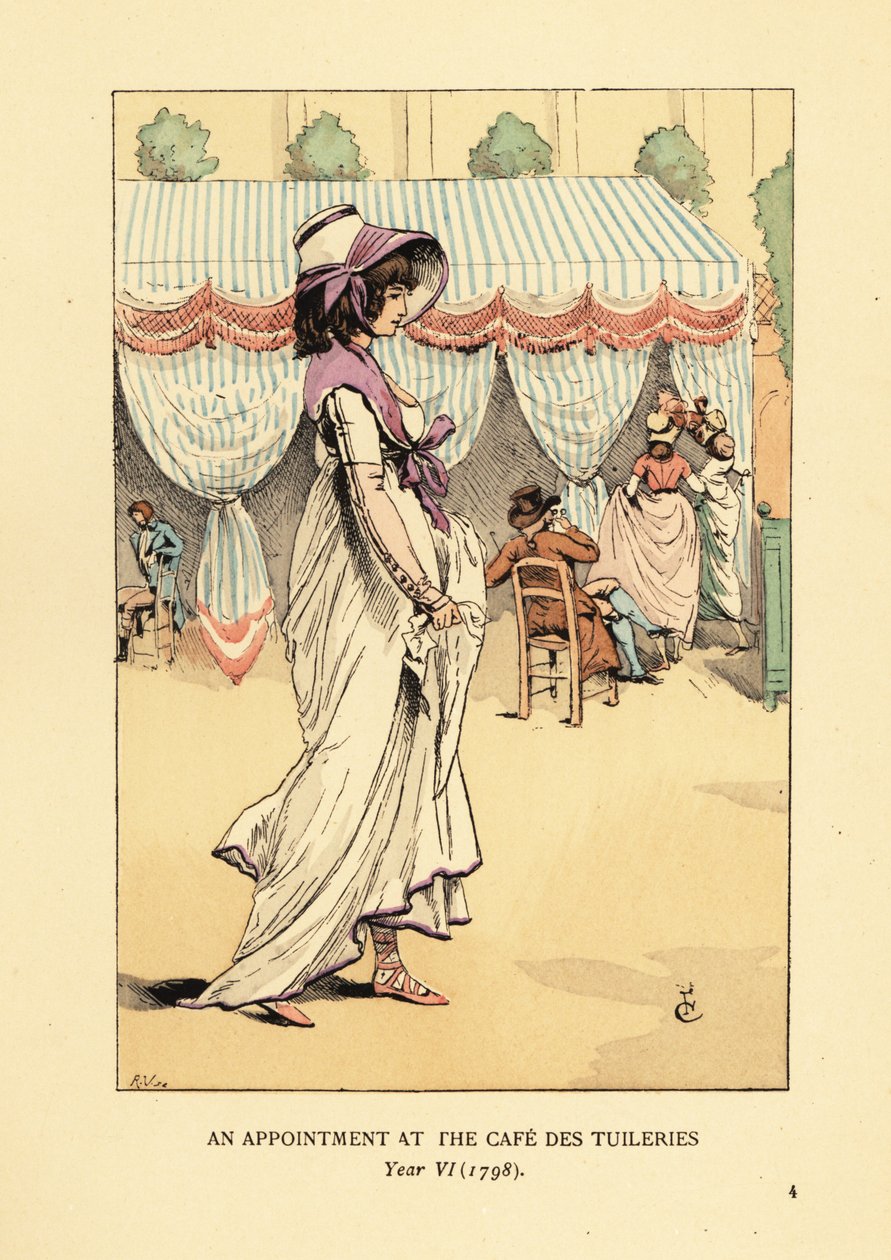 امرأة عصرية تصل إلى موعد في Cafe des Tuileries ، باريس ، السنة السادسة بواسطة فرانسوا كوربوين