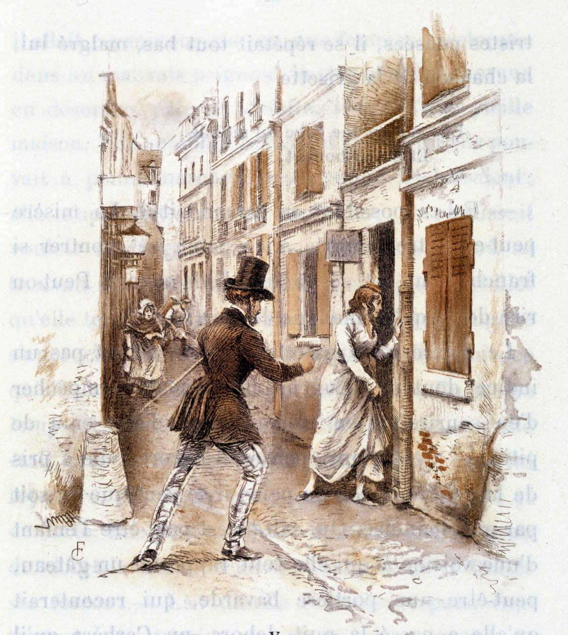 رسم توضيحي لـ "" ملف تعريف grisette "" "جديد ينتمي إلى Receuil" "Mimi de Pinson" "لألفريد دي موسيت بواسطة فرانسوا كوربوين