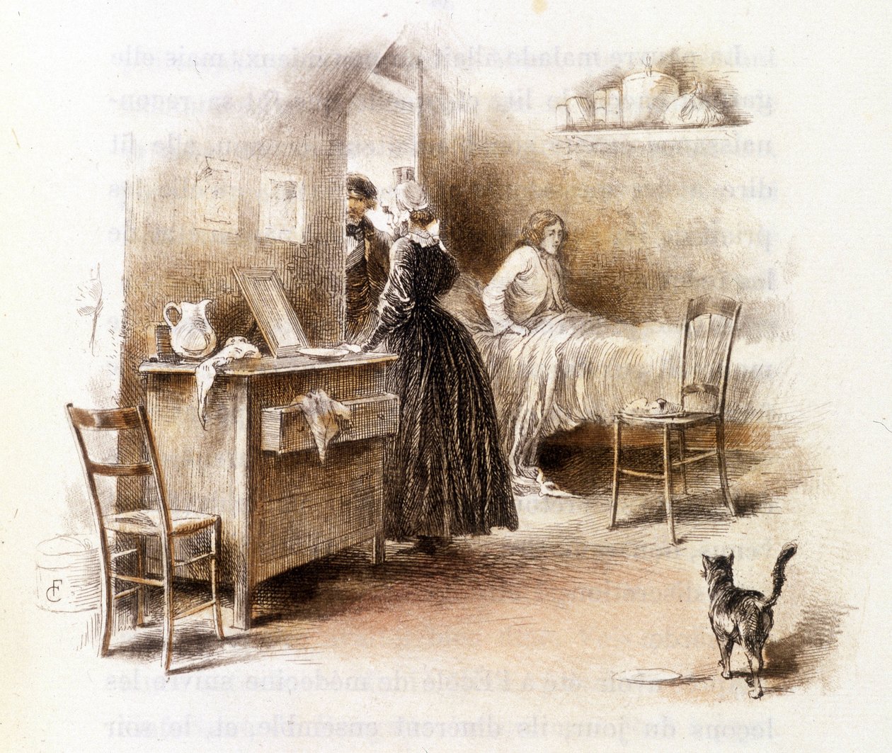 رسم توضيحي لـ "" ملف تعريف grisette "" "جديد ينتمي إلى Receuil" "Mimi de Pinson" "لألفريد دي موسيت بواسطة فرانسوا كوربوين