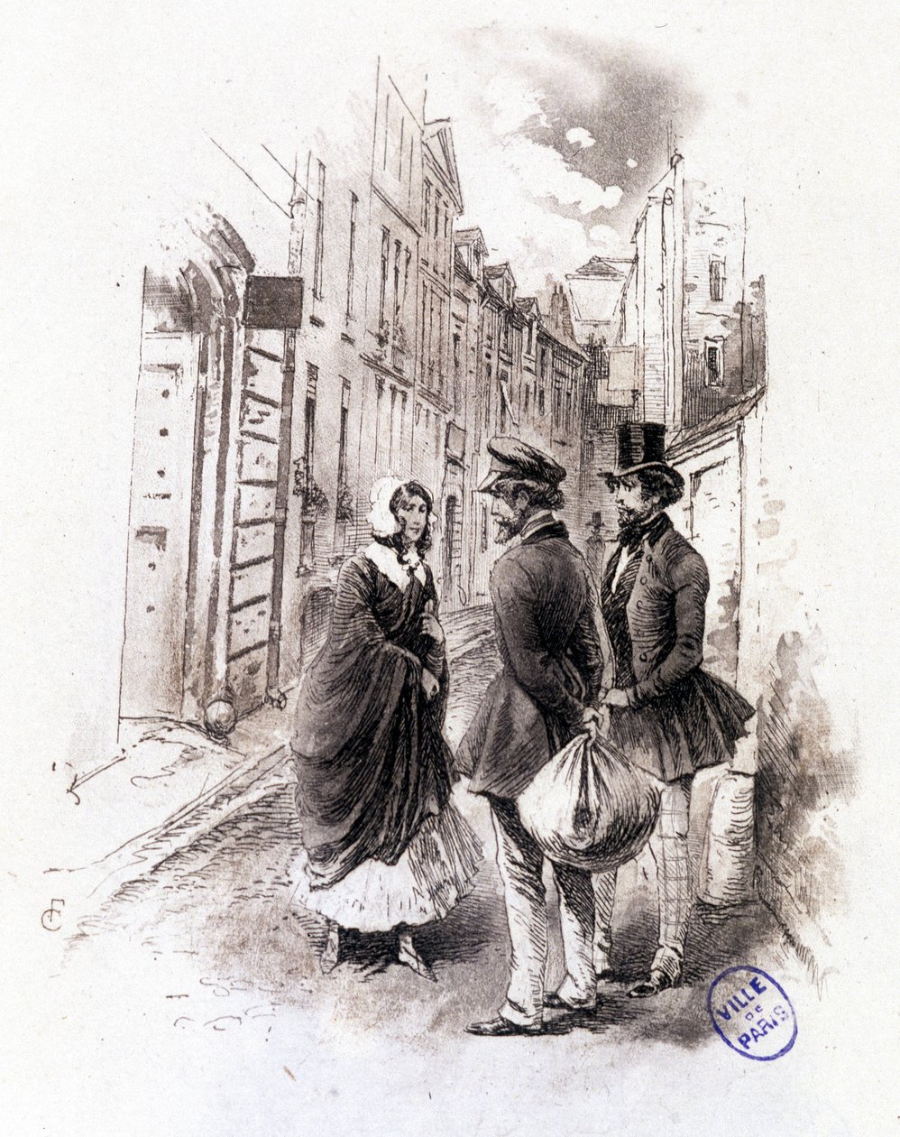 رسم توضيحي لـ "" ملف تعريف grisette "" "جديد ينتمي إلى Receuil" "Mimi de Pinson" "لألفريد دي موسيت بواسطة فرانسوا كوربوين