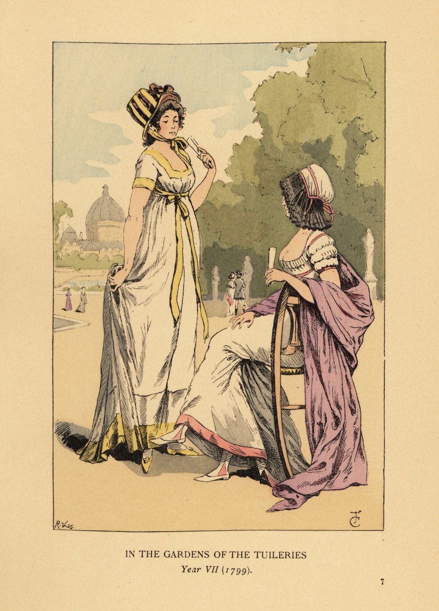 سيدتان رائعتان في حدائق التويلري ، Jardins des Tuileries ، باريس ، السنة السابعة بواسطة فرانسوا كوربوين