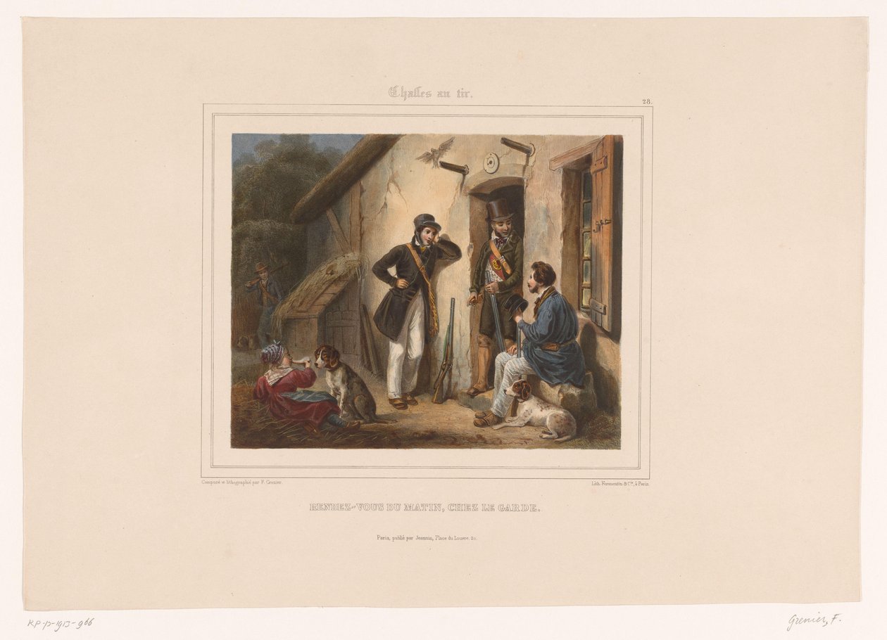 يلتقي الصيادون بحارس الطرائد في الصباح Rendezvous du matin، chez le garde (العنوان على الكائن) الصيادون بالبنادق (عنوان المسلسل) Chasses au Tir (عنوان المسلسل على الكائن) بواسطة فرانسوا جرينير