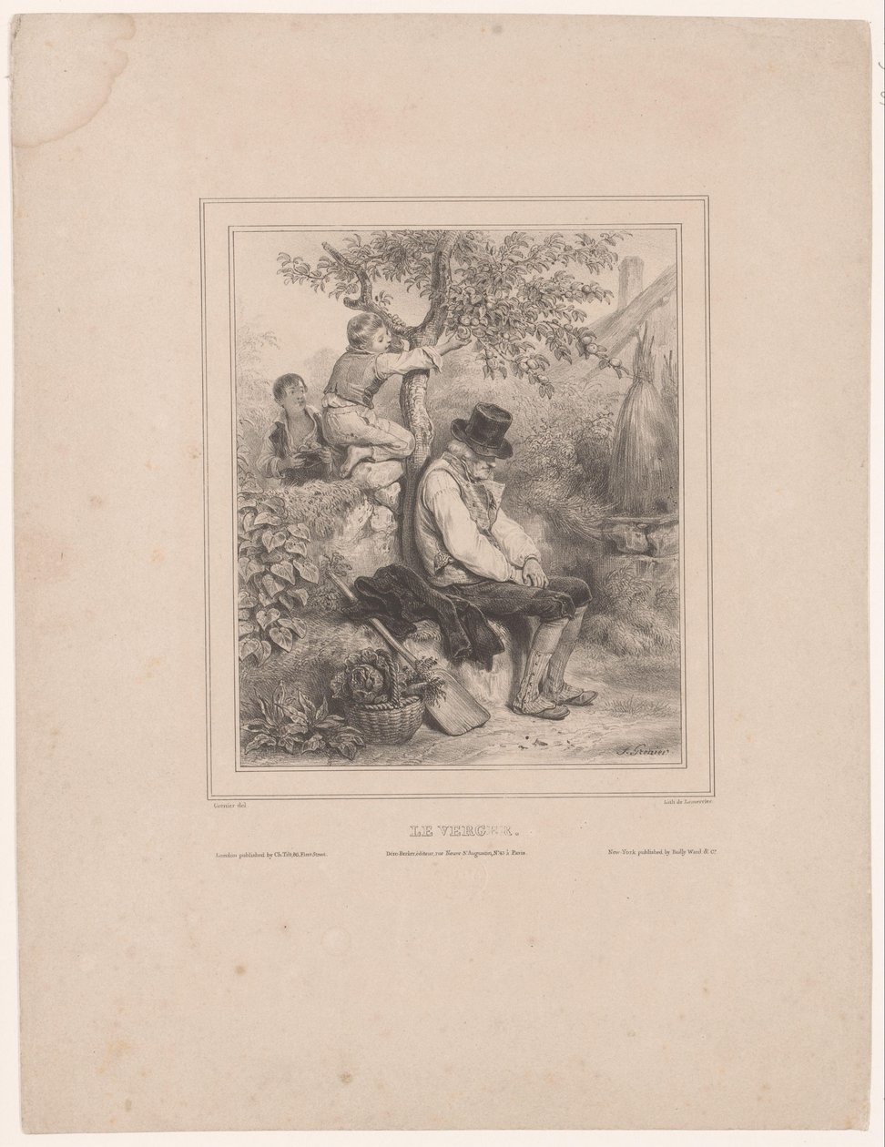 صبيان يقطفان التفاح من مزارع نائم Le verger (العنوان على الكائن) بواسطة فرانسوا جرينير