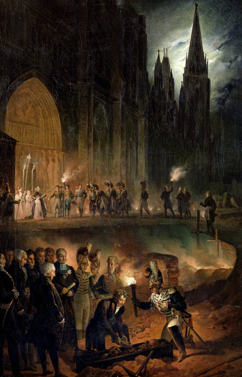 نقل عظام العائلة المالكة إلى كنيسة القديس دنيس ، 18 يناير 1817 بواسطة فرانسوا جوزيف هايم