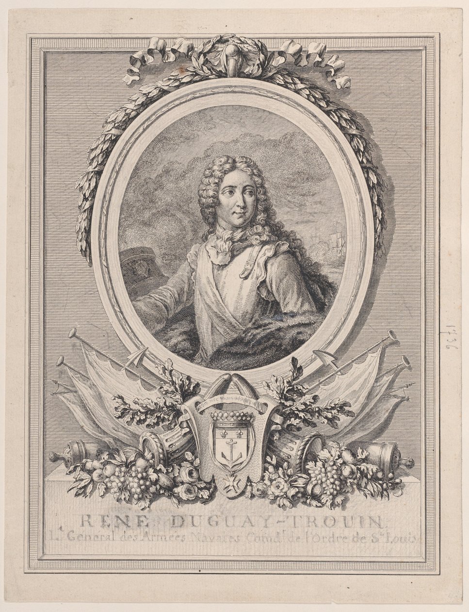 صورة لرينيه دوغواي تروين ، ملازم أول في الجيوش البحرية للملك ، 1 ... ، 1765-1807. بواسطة فرانسوا نيكولا بارتيليمي ديكويفوفيلر