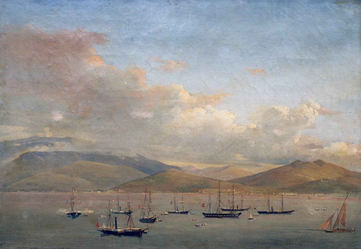 Neapolitan, French and Spanish fleets in bay of Gaeta بواسطة فرانسوا فيرفلوت