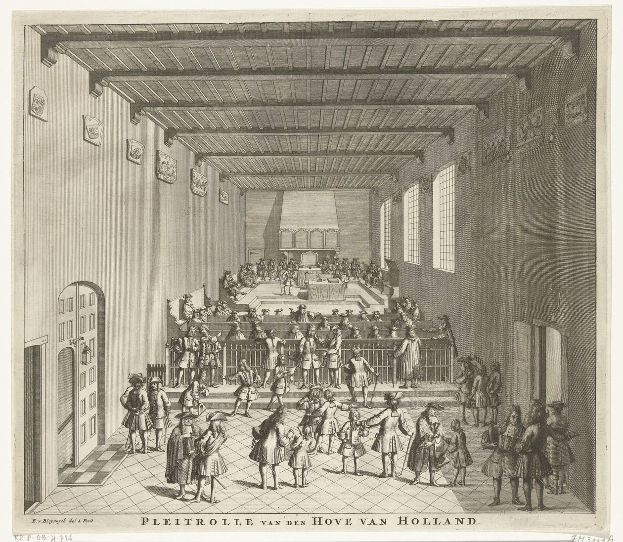 محكمة هولندا المنعقدة ، حوالي 1700 Pleitrolle van den Hove van Holland (العنوان على الكائن) بواسطة فرانسوا فان بليسويجك