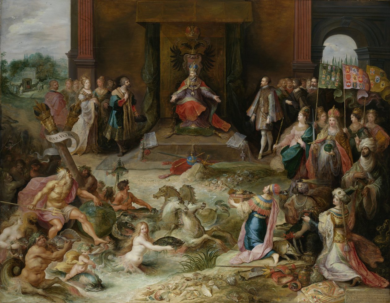 رمزية حول تنازل الإمبراطور تشارلز الخامس في بروكسل ، c.1630-40 بواسطة فرانز الثاني فرانكن الأصغر