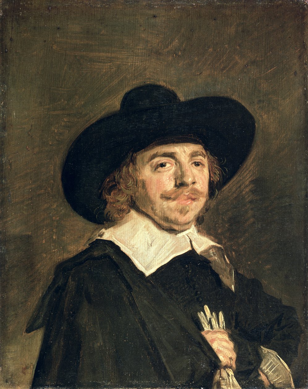 صورة صغيرة لرجل يمسك القفازات ، c.1642 بواسطة فرانس هالس