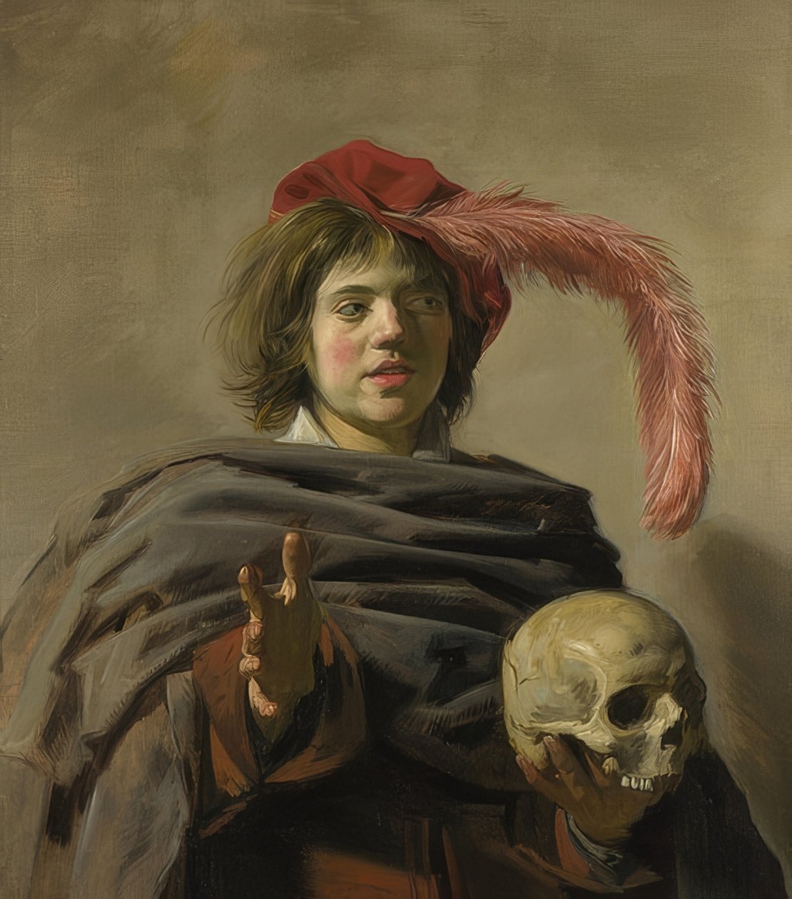صورة لشاب مع جمجمة (vanitas). 1626-28 بواسطة فرانس هالس