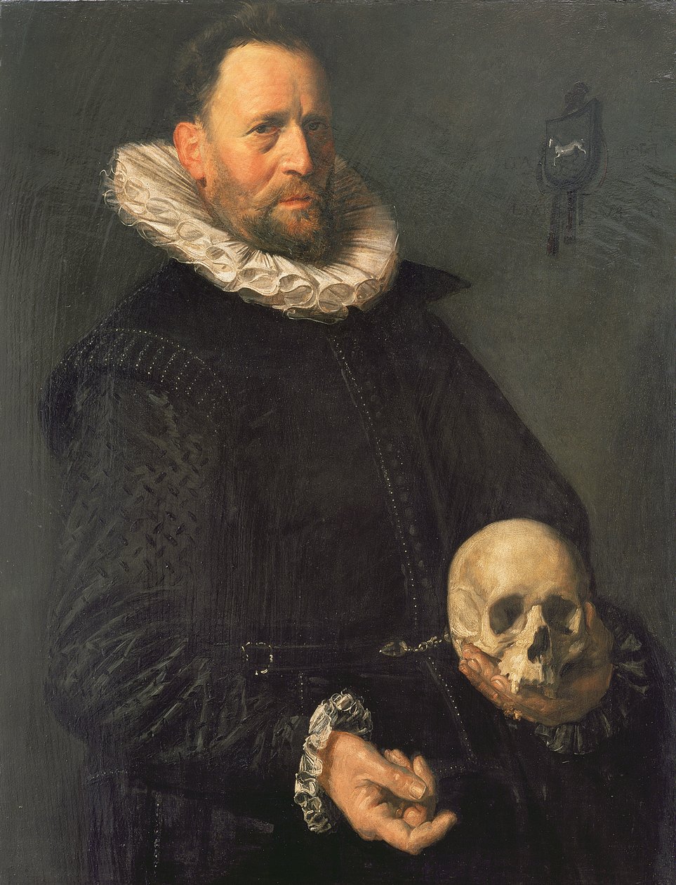 صورة لرجل يحمل جمجمة ، c.1611-12 (لوحة) بواسطة فرانس هالس