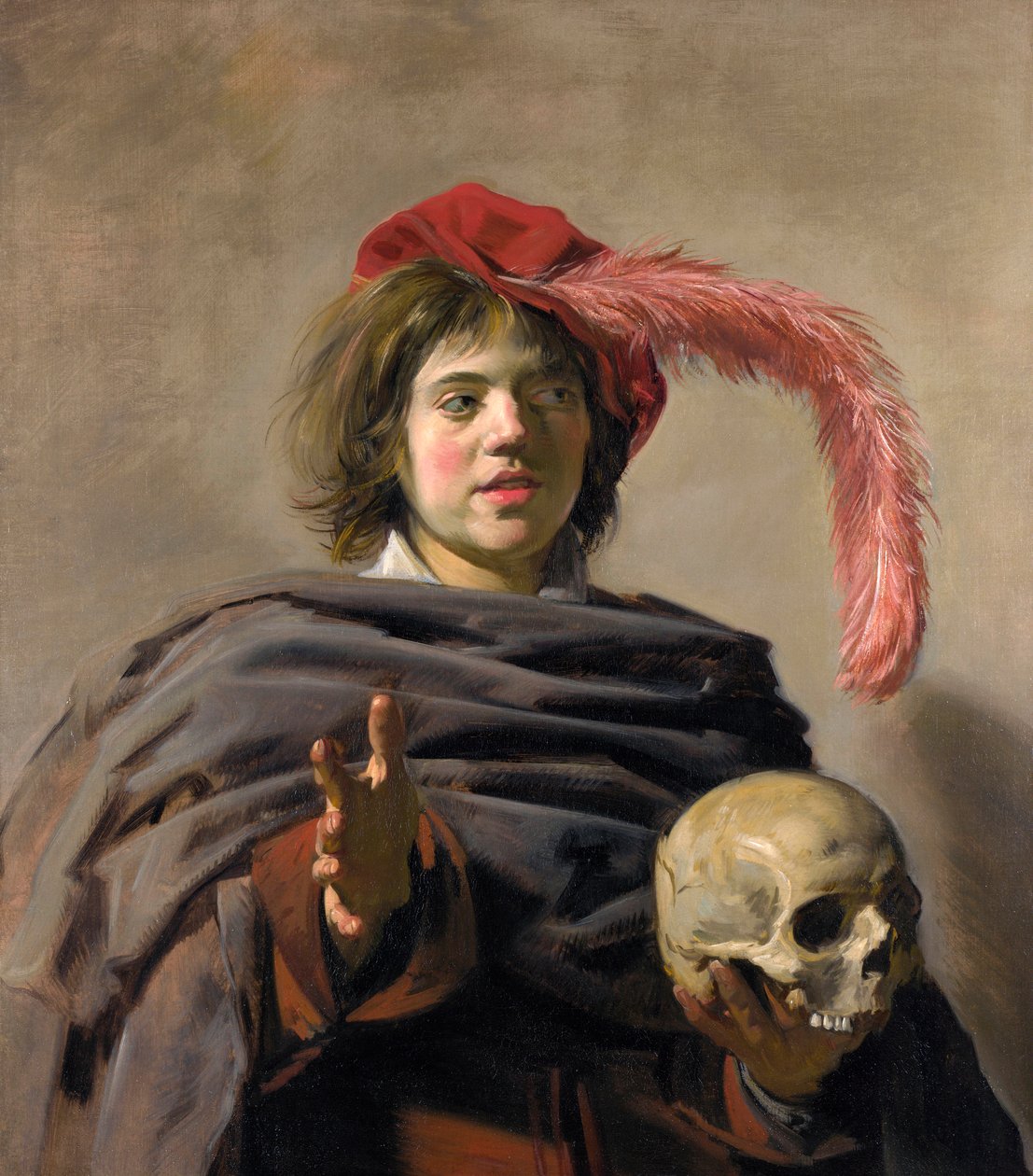 شاب يحمل جمجمة Vanitas ، 1627 بواسطة فرانس هالس