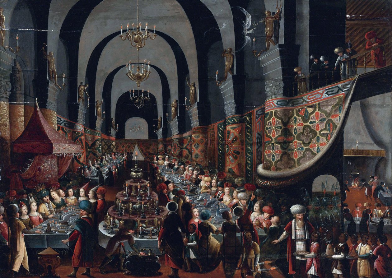 "" Le فيستين دي بالتازار (عيد بيلشزار) لوحة لفرانز فرانكن الثاني المعروف بالشباب (1581-1642) مجموعة خاصة بواسطة فرانز فرانكن
