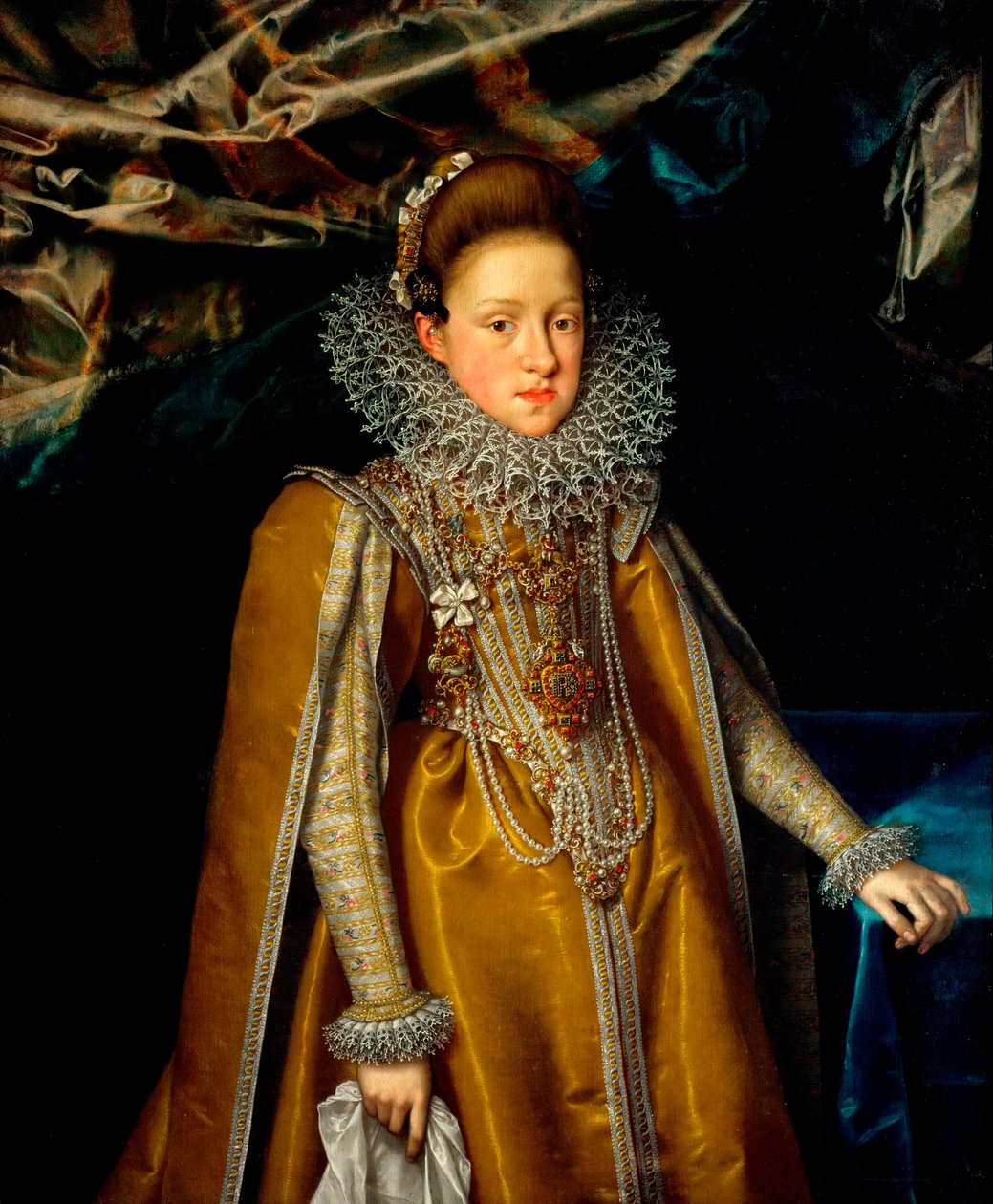 "صورة لماري مجدلين من النمسا (1589-1631) دوقة توسكانا الكبرى" (صورة أرشيدوقة النمسا ماريا مادالينا (1587-1631) ، دوقة توسكانا الكبرى) لوحة لفرانز بوربوس الأصغر (1569-1622) ، 1604 - زيت على قماش خافت 116 × 108 بواسطة فرانس بوربوس