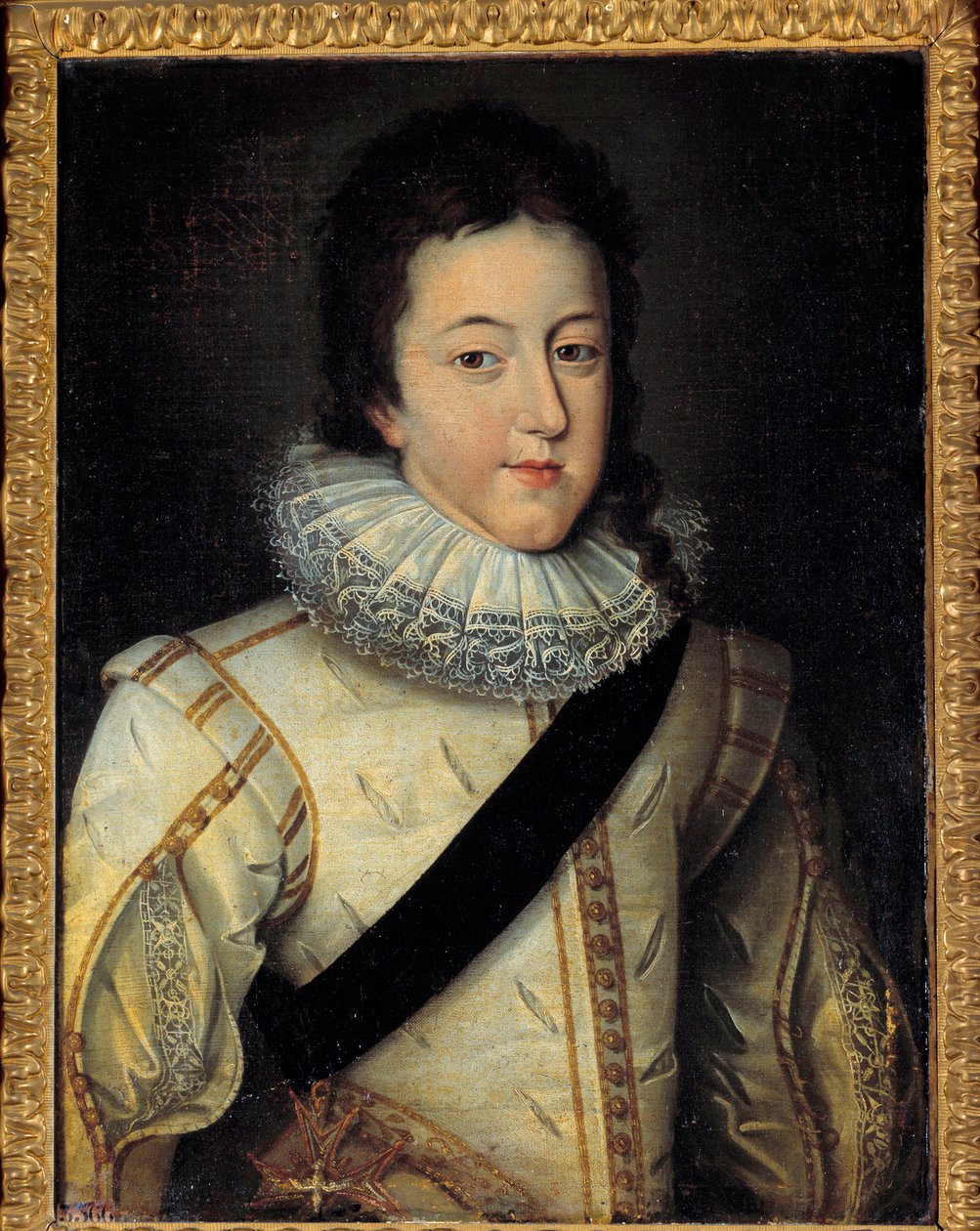 صورة لويس الثالث عشر ، ملك فرنسا ونافار (1601-1643) في وقت زواجه عام 1616 (hs / t 0.64 × 0.44) بعد فرانس بوربوس لو جون (فرانسوا (فرانز) بوربوس) بواسطة فرانس بوربوس