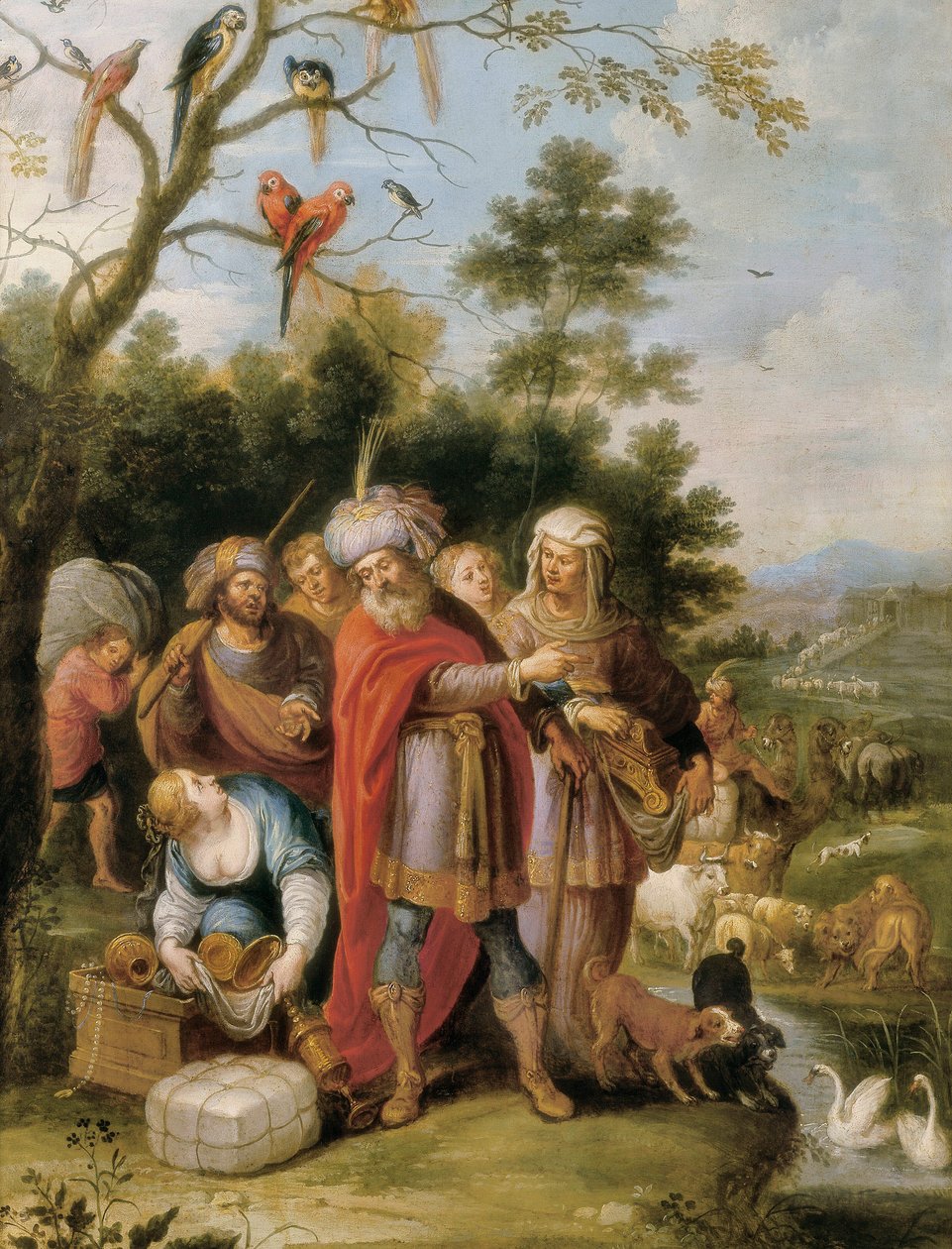نوح وعائلته في طريقهم إلى الفلك ، ج. 1620 (زيت على النحاس) بواسطة فرانز الثاني الأصغر فرانكن