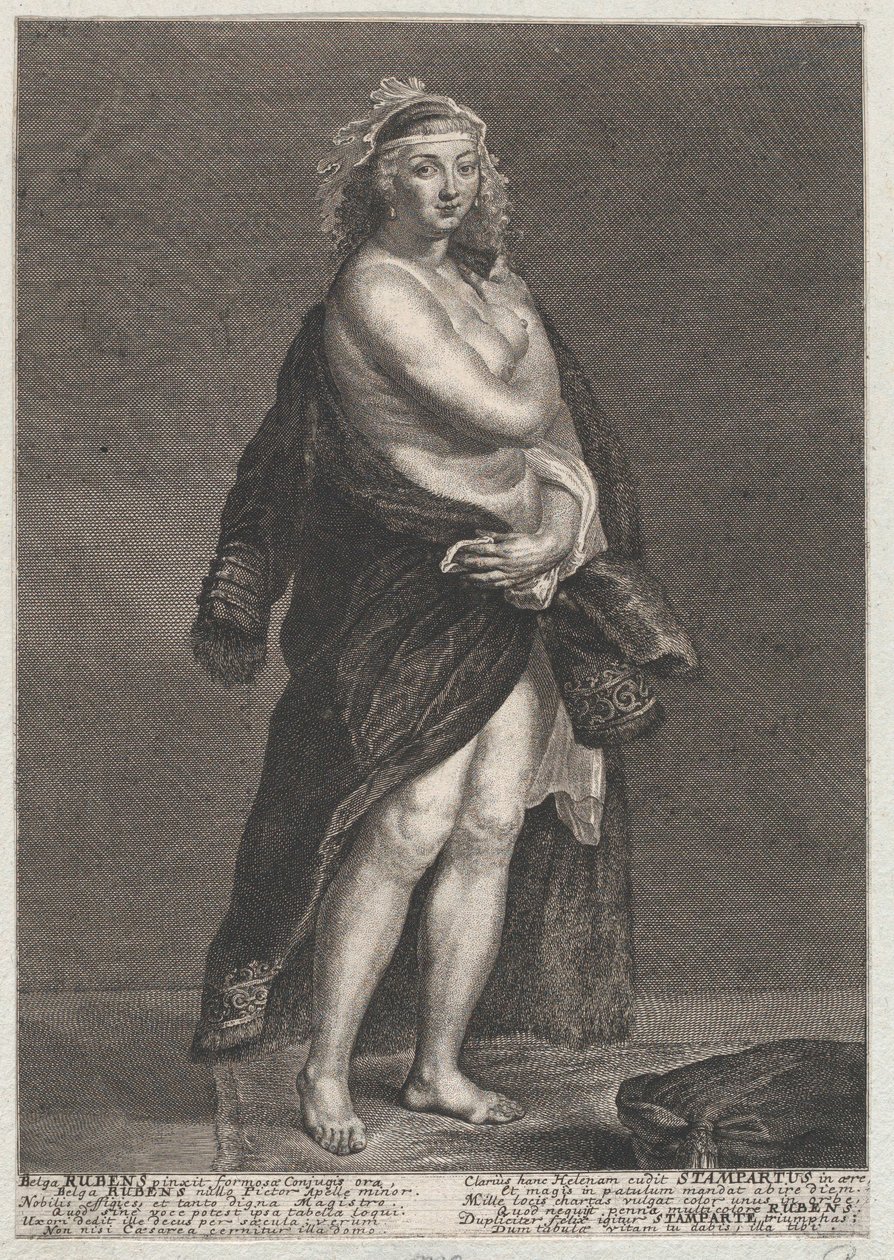 صورة هيلينا فورمنت ، زوجة روبنز الثانية ، ترتدي معطفًا من الفرو على كتفيها ، 1728. ، 1728 بواسطة فرانس فان ستامبارت