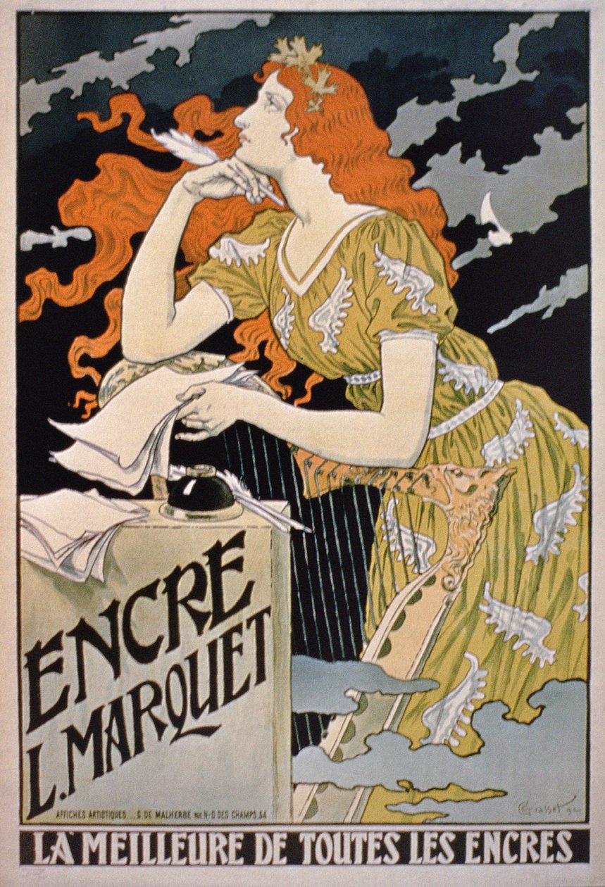 إعلان ملصق "L. حبر Marquet ، أفضل الأحبار ، 1892 بواسطة فرانز جراسيل