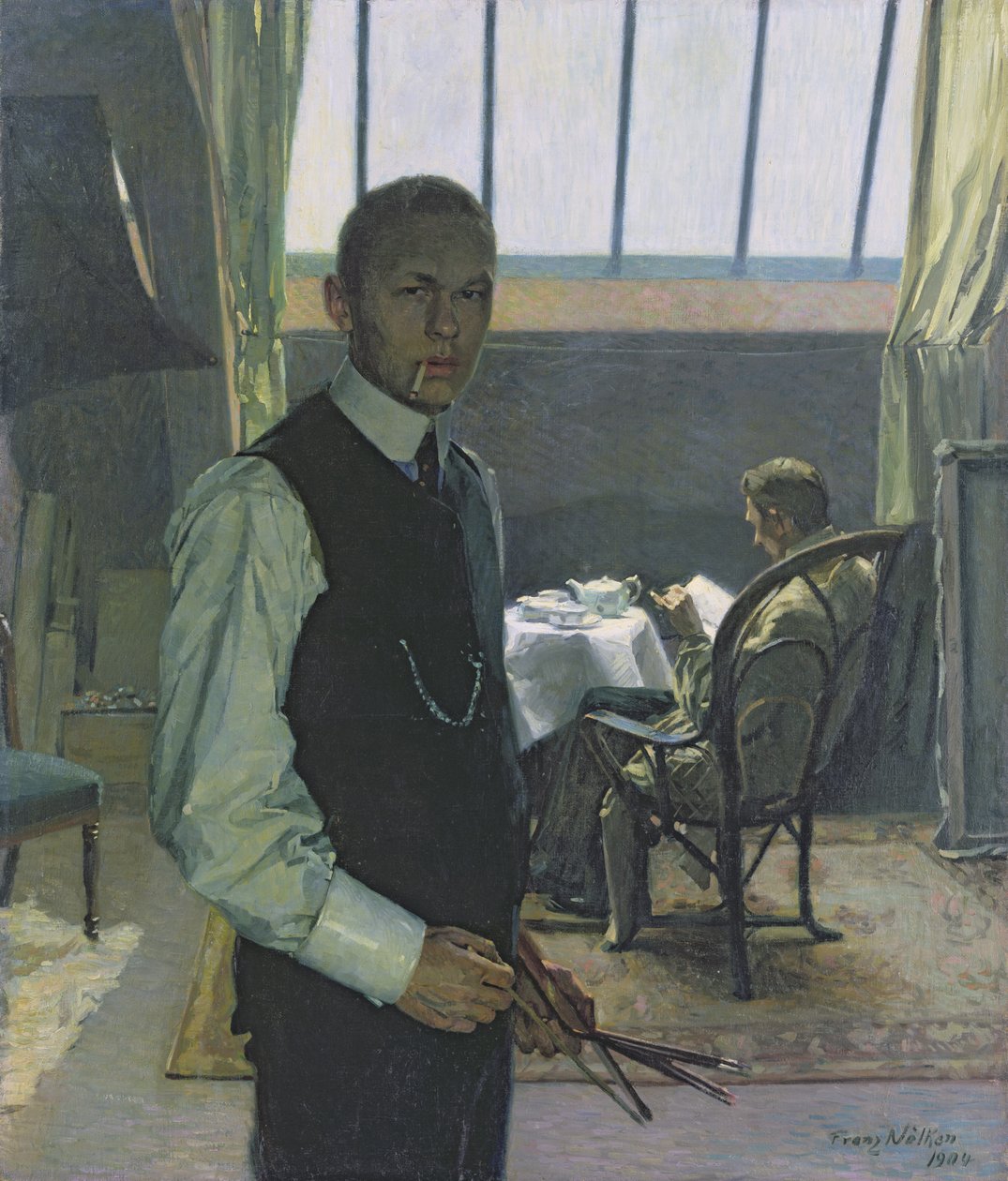 بورتريه ذاتي في الاستوديو ، 1904 بواسطة فرانز نولكن