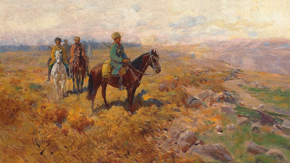 فرسان مسلحون من القوقاز في دوريات بواسطة فرانز روبود