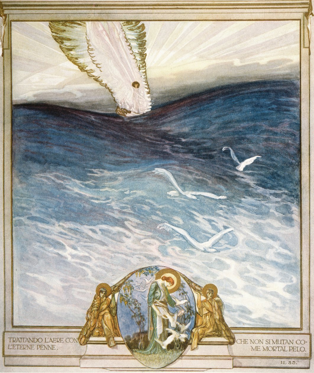 رسم توضيحي لـ "الكوميديا الإلهية" لدانتي ، المطهر ، كانتو الثاني: 35 ، 1921 بواسطة فرانز فون بايروس
