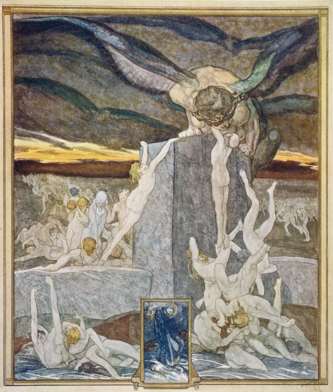 رسم توضيحي من الكوميديا الإلهية لدانتي ، جحيم ، كانتو التاسع عشر ، 1921 بواسطة فرانز فون بايروس