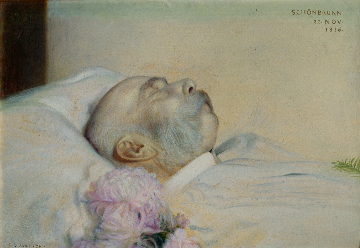 الإمبراطور فرانز جوزيف الأول من النمسا (1830-1916) على فراش الموت ، 1916 بواسطة فرانز فون ماتش