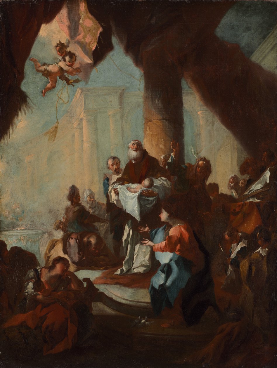 دراسة لتقديم المسيح في معبد القديس أولريش ، فيينا ، ج. 1750. بواسطة فرانز انطون مولبرتش