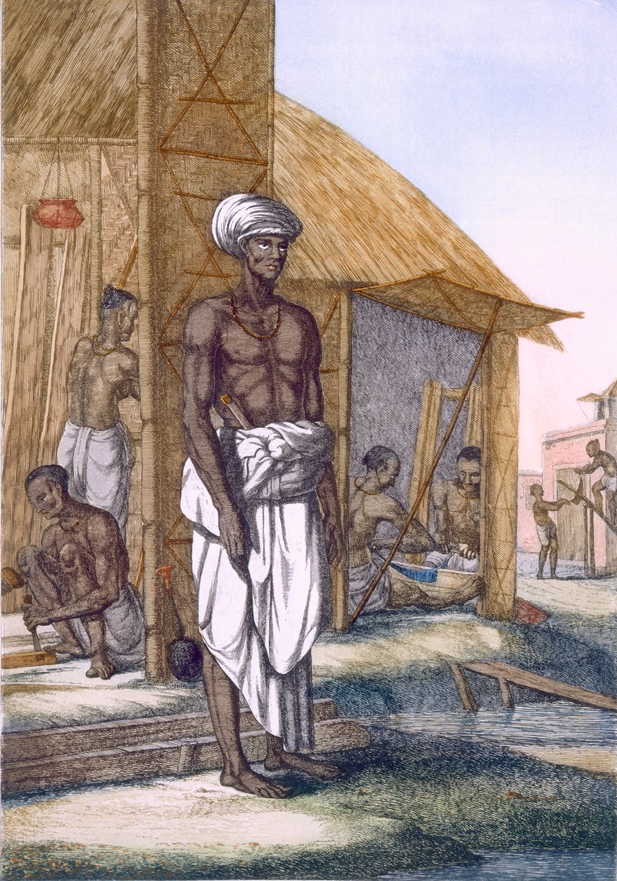 نجار ، من "الهندوس ، أو وصف أخلاقهم وأزيائهم واحتفالاتهم" ، ص1808-12 (النقش الملون) بواسطة فرانز بالتازار سولفينز