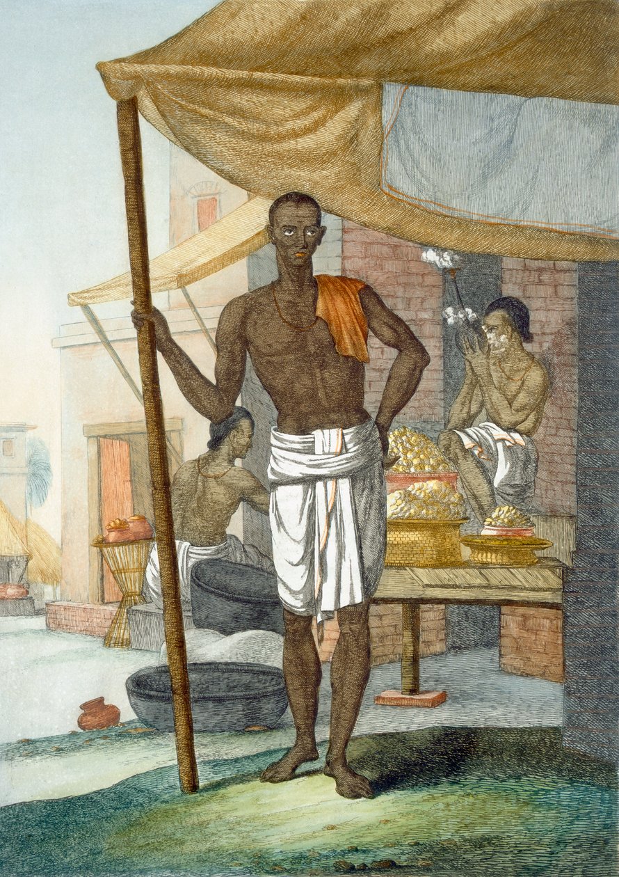 أصحاب المحلات: حلواني ، من "الهندوس ، أو وصف أخلاقهم وأزيائهم واحتفالاتهم" ، ص 1808-12 (نقش ملون) بواسطة فرانز بالتازار سولفينز