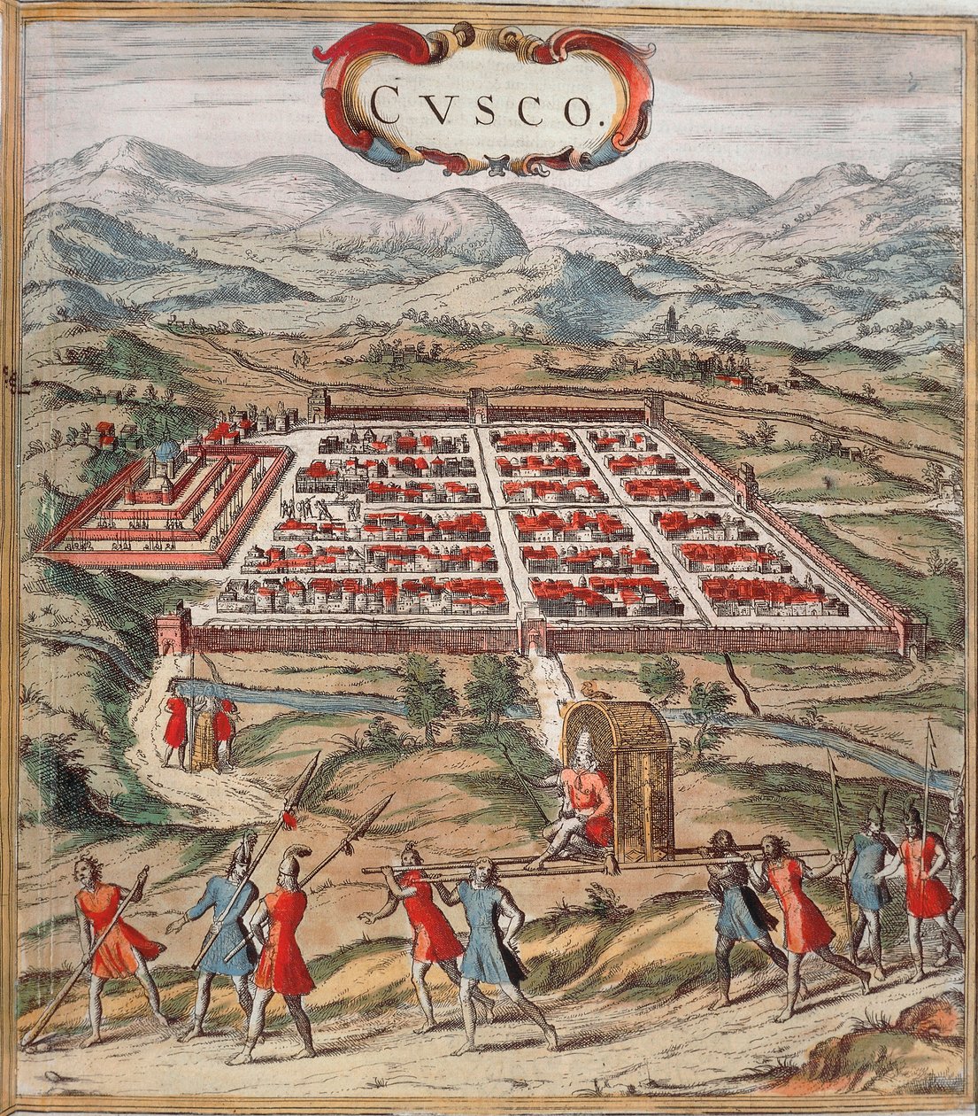 صورة كوزكو ، المركز الرئيسي لحضارة الإنكا (بيرو حاليًا) من "Civitates Orbis Terrarum" بواسطة Braun و Hogenberg بواسطة فرانز هوجينبرغ