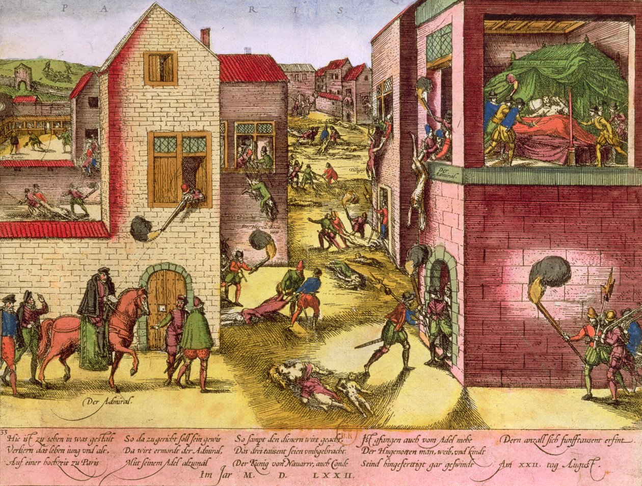 وفاة الأدميرال غاسبارد الثاني دي كوليجني (1519-72) في وقت مذبحة سانت بارثولوميو عام 1572 (انظر 158612 للوزن الحيوي) بواسطة فرانز هوجينبرغ