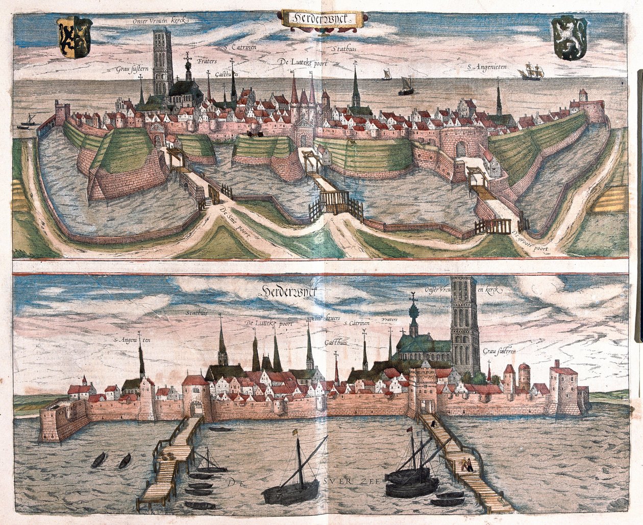 Harderwijk ، الميناء الصغير على Zuiderzee (بحيرة IJsselmeer) ، هولندا (نقش بواسطة فرانز هوجينبرغ