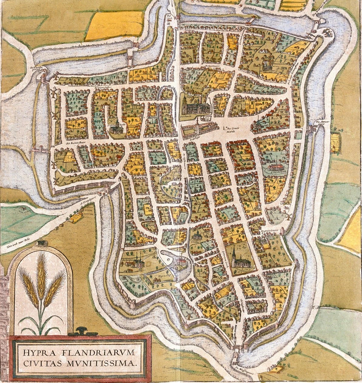 Plan de Ypres (Hypra) ، بلجيكا (حفر بواسطة فرانز هوجينبرغ