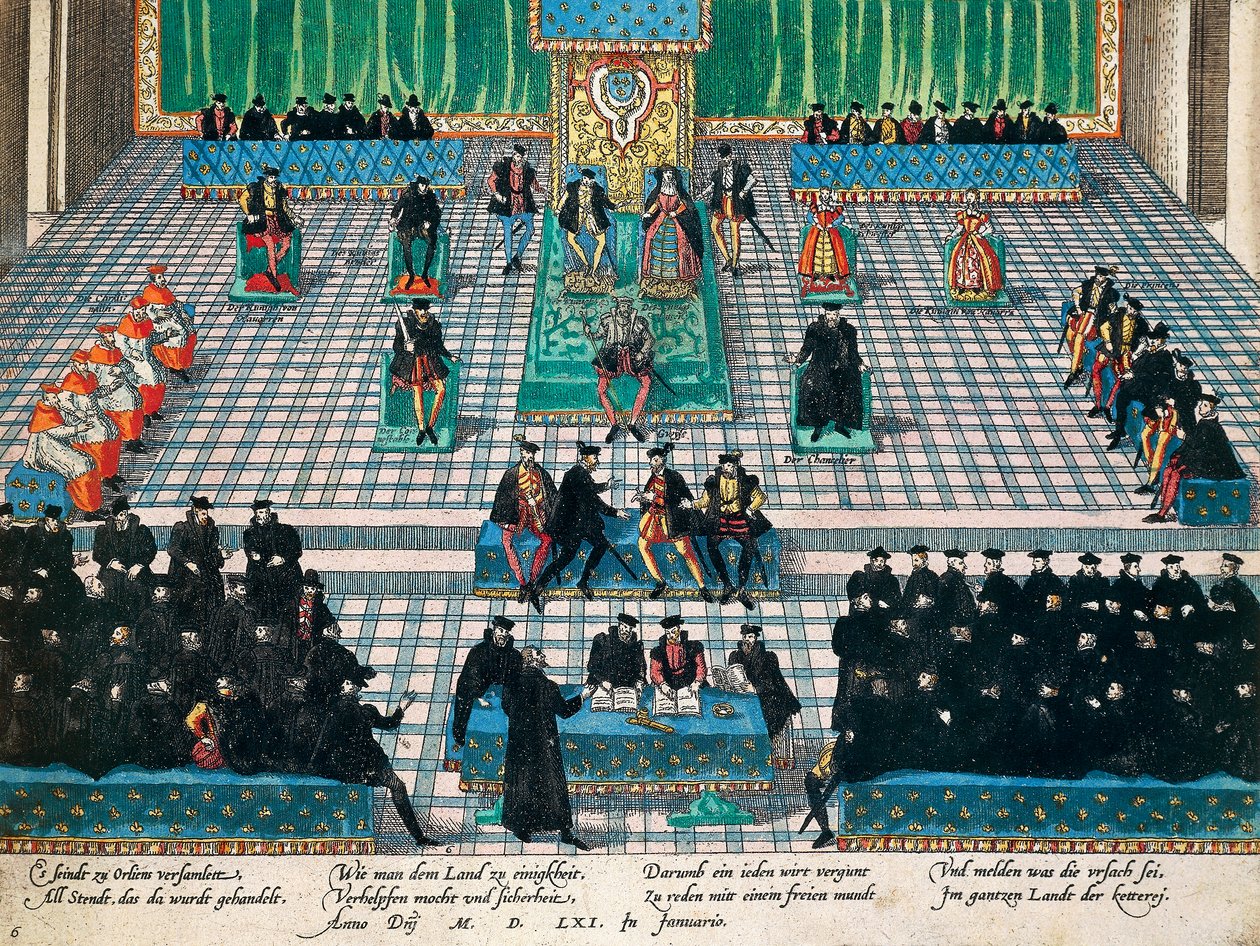 جلسة الدول العامة في أورليانز ، يناير 1561 ، نقش لفرانز هوغنبرغ (1535-1590) ، فرنسا بواسطة فرانز هوجينبرغ