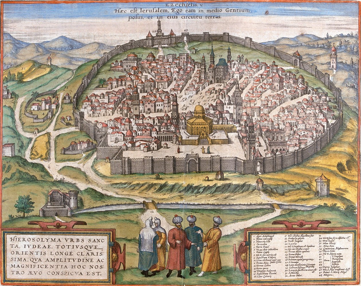 منظر للقدس (القدس) ، إسرائيل (حفر بواسطة فرانز هوجينبرغ