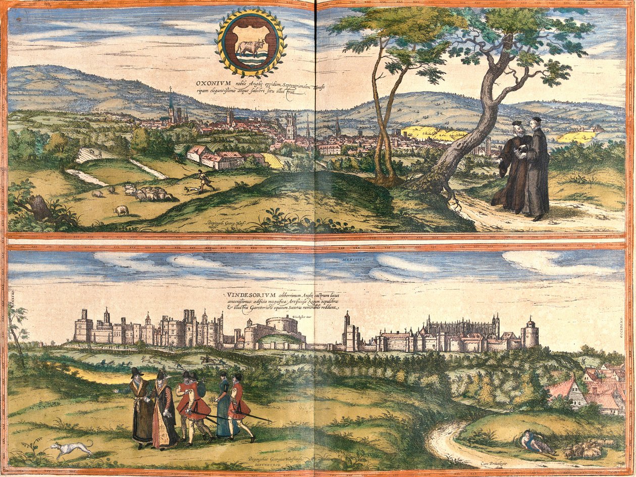مناظر لأوكسفورد (Oxonium) و Windsor (Vindesorium) ، إنجلترا (حفر بواسطة فرانز هوجينبرغ