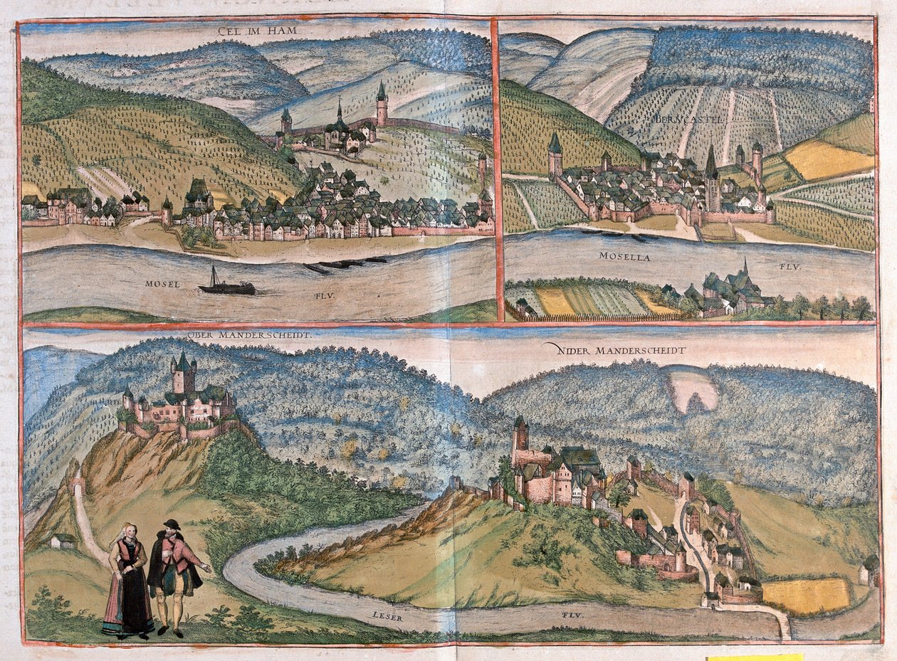Zell An Der Mosel ، Bernkastel-Kues ، Manderscheid ، ألمانيا (نقش بواسطة فرانز هوجينبرغ