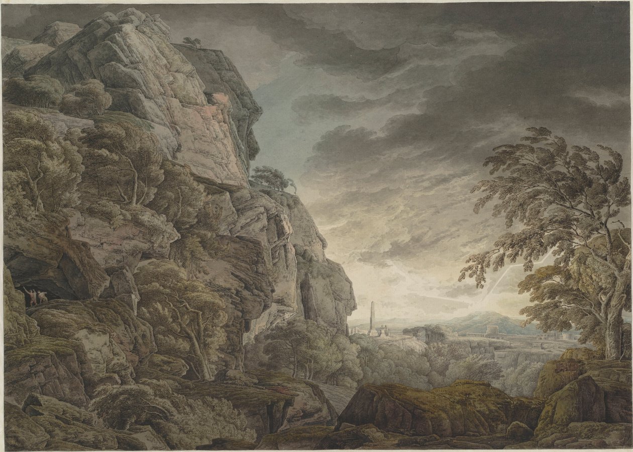منظر بطولي في العاصفة الرعدية ، ج. 1790. بواسطة فرانز إنوسينز جوزيف كوبيل