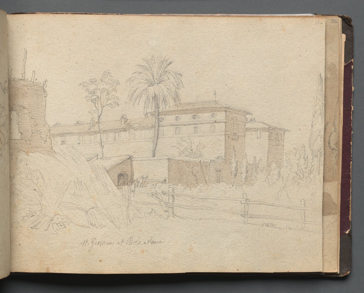 ألبوم مع مناظر لروما والمناطق المحيطة بها ، دراسات المناظر الطبيعية ، الصفحة 38 أ: سانت. جيوفاني إي باولو .... بواسطة فرانز يوهان هاينريش نادورب