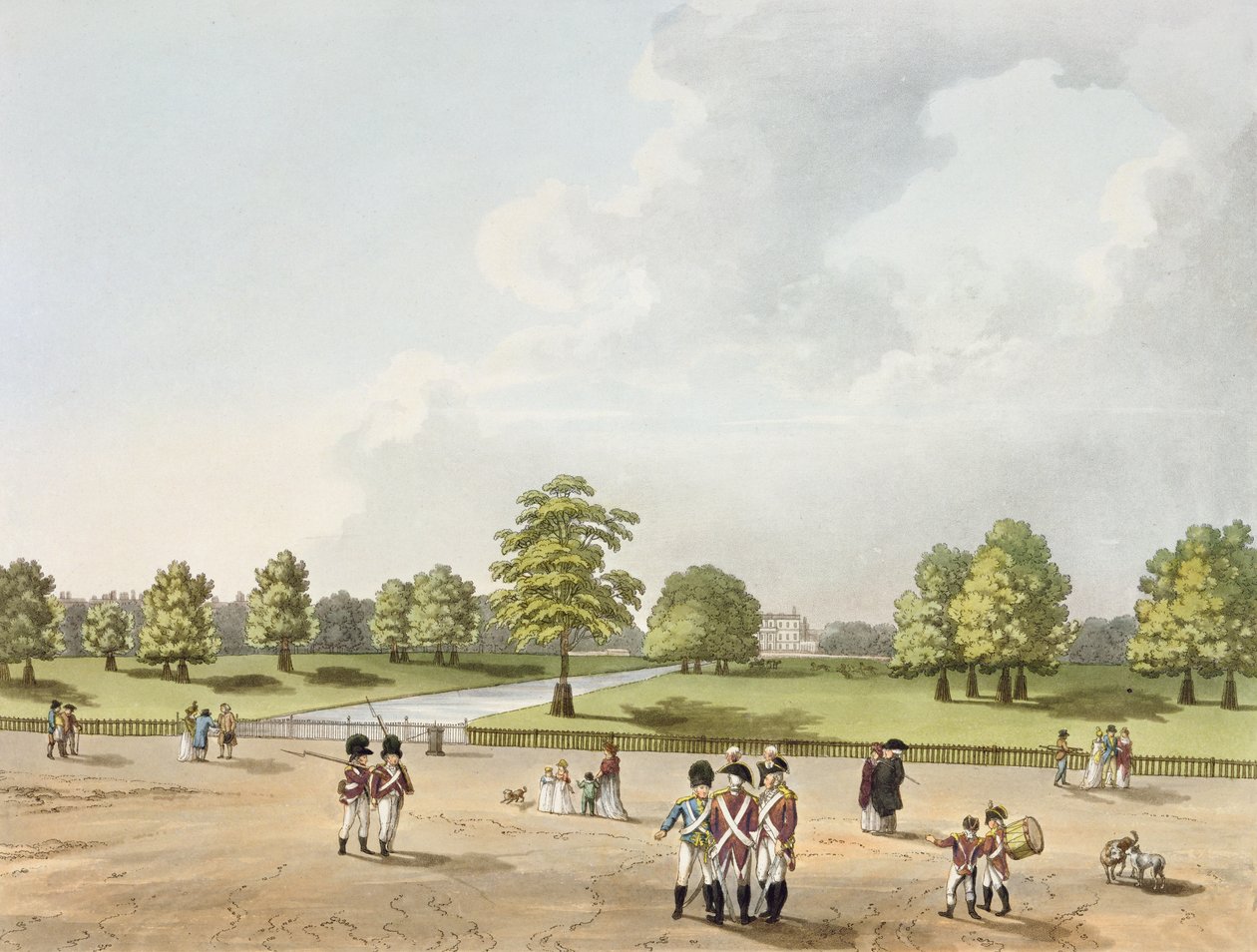 منظر في منتزه باكنغهام في سانت جيمس ، منقوش من قبل H.Schutz (1760-1822) 1813 بواسطة فرانز جوزيف مانسكيرش