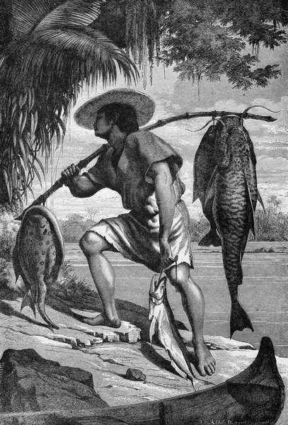أحد هنود موجو العائدين من الصيد ، من نهر الأمازون وماديرا ، بقلم فرانز كيلر ، منقوش بواسطة أ. كلوس ، 1874 بواسطة فرانز كيلر