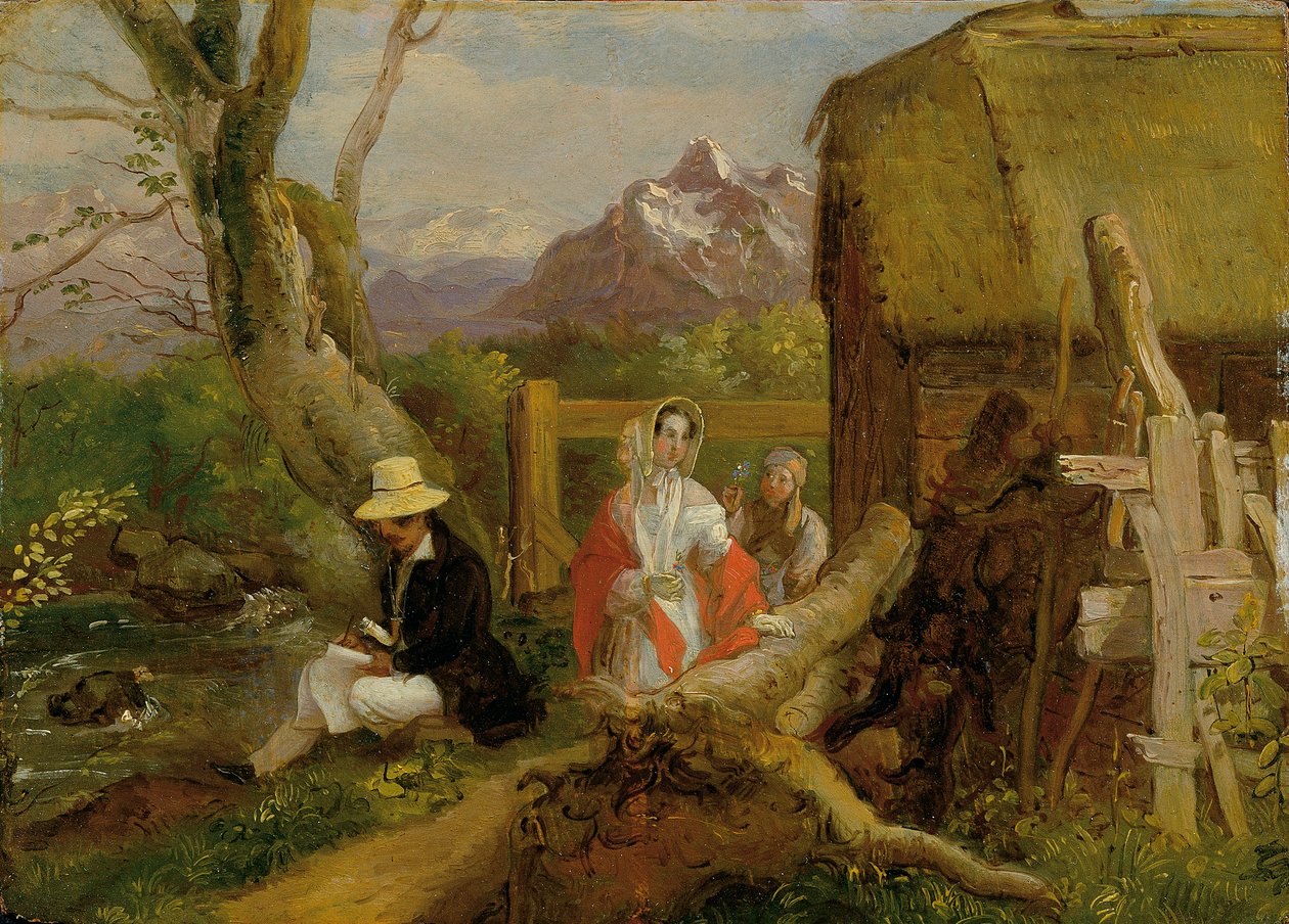 الرسام والمشي في المناظر الطبيعية ("Idyll") بواسطة فرانز كرامر
