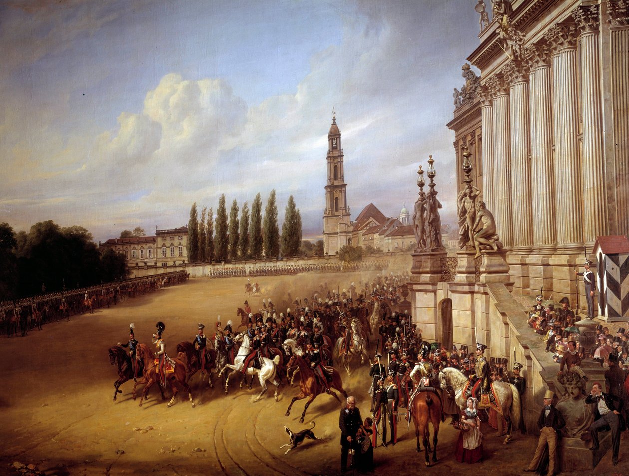 موكب في بوستدام. لوحة لفرانز كروجر (1797-1857) إي سي جميع. بواسطة فرانز كروجر