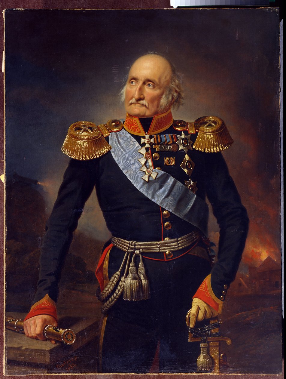 صورة للمارشال كونت لويس أدولف بيير زو ساين فيتجنشتاين (1769-1843). (صورة للمارشال الكونت لودفيج أدولف بيتر من ساين فيتجنشتاين لودفيغسبيرغ). لوحة لفرانز كروجر (1797-1857) ، زيت على قماش بواسطة فرانز كروجر