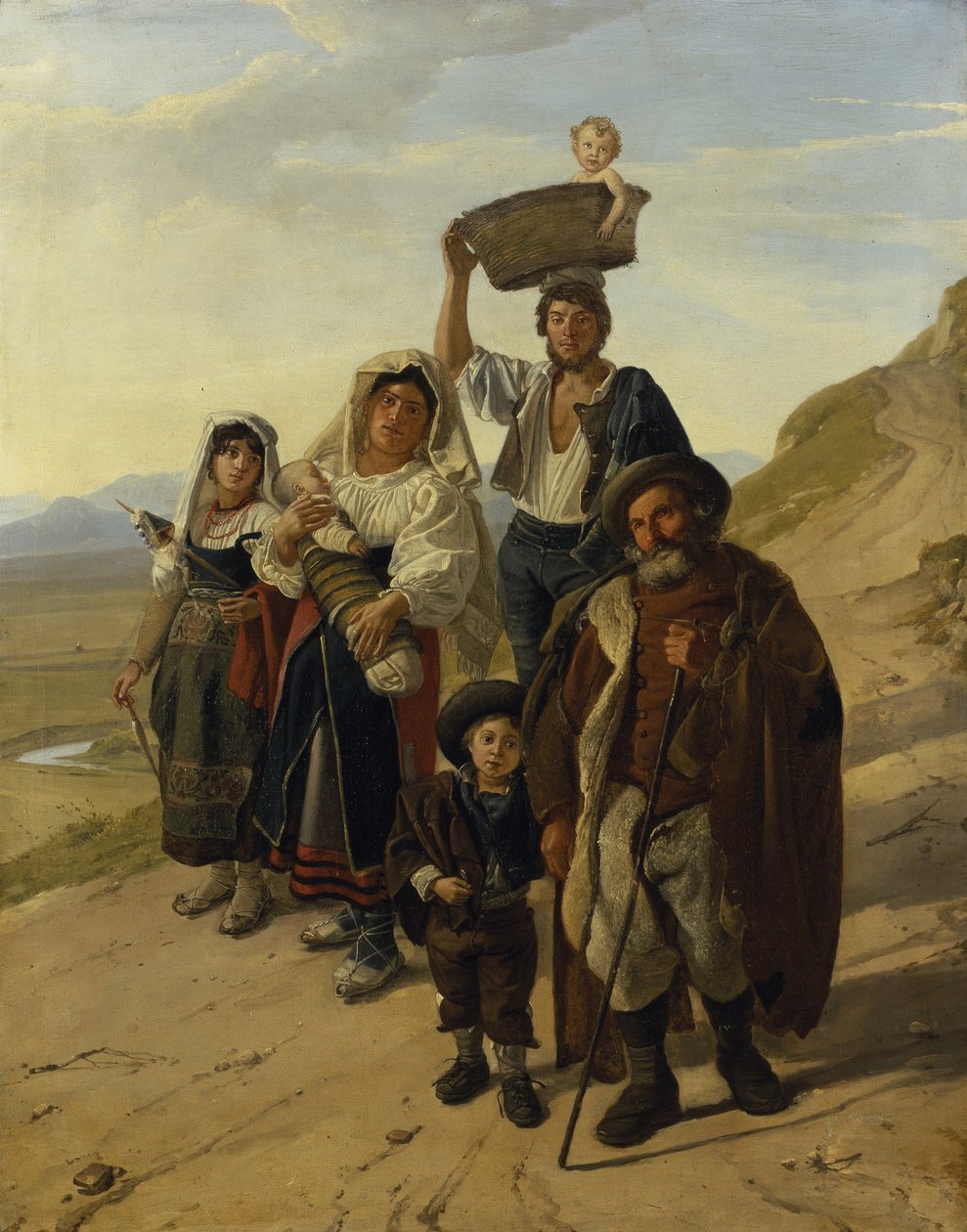 Italian Peasants at Albano (oil on canvas) بواسطة فرانز لودفيج كاتيل