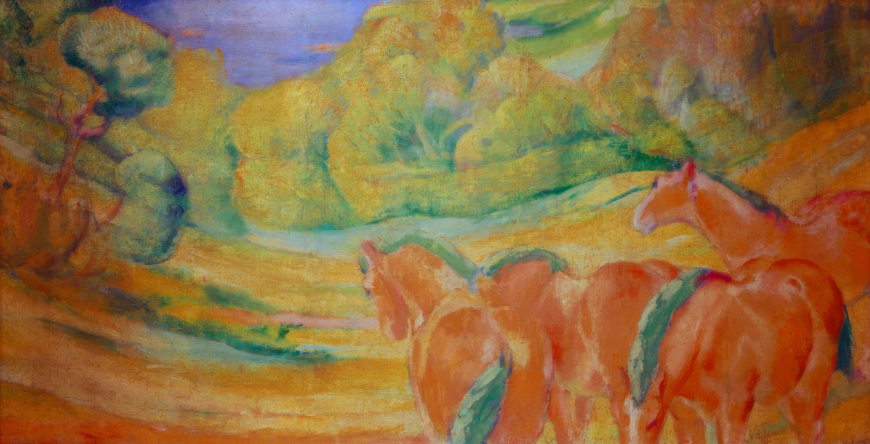 Große Landschaft I (المناظر الطبيعية مع الخيول الحمراء) بواسطة فرانز مارك