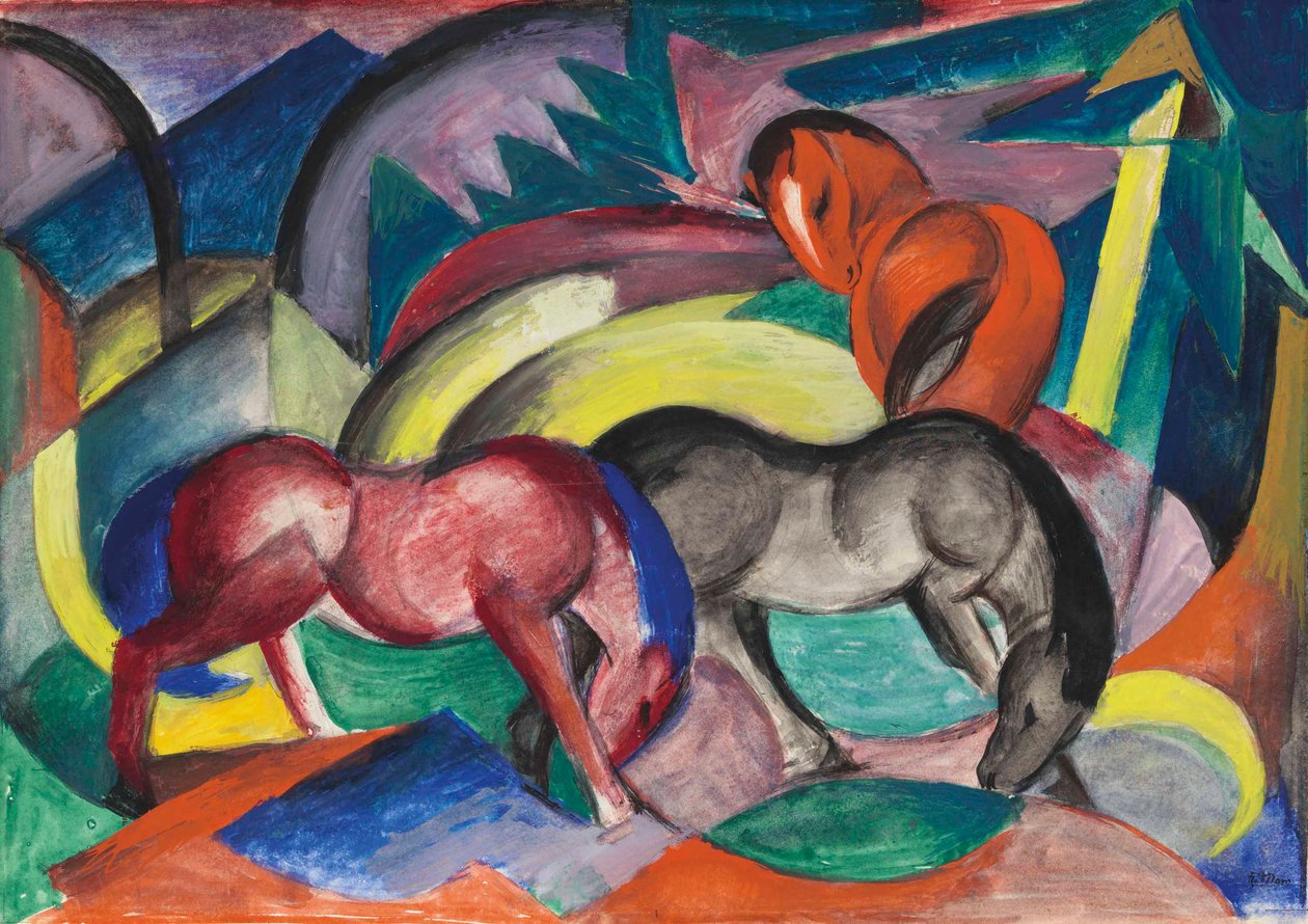 ثلاثة خيول، 1912. بواسطة فرانز مارك